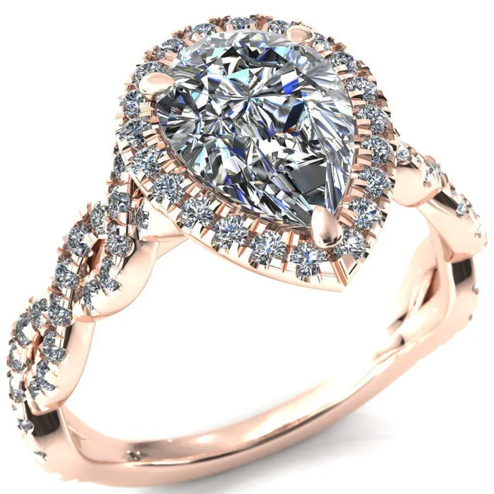 Rings Delaney Pear Center Stone Halo Diamond 34 Infinity Eternity Ring Fire Brilliance 