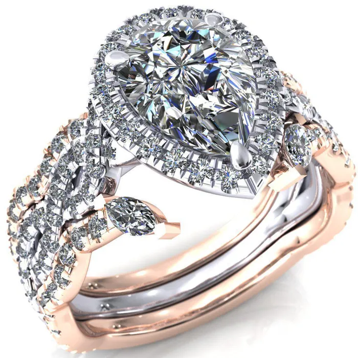 Rings Delaney Pear Center Stone Halo Diamond 34 Infinity Eternity Ring Fire Brilliance 