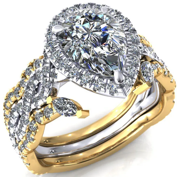 Rings Delaney Pear Center Stone Halo Diamond 34 Infinity Eternity Ring Fire Brilliance 