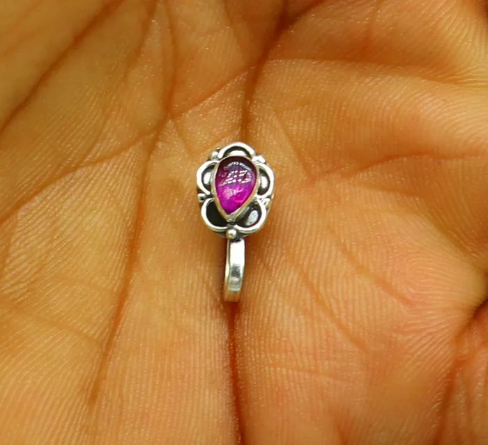 Rings TRIBAL ORNAMENTS 75mm 925 sterling silver single stone nose pin clip on nose pin customized nose plug best wedding party stylish functional jewelry np99