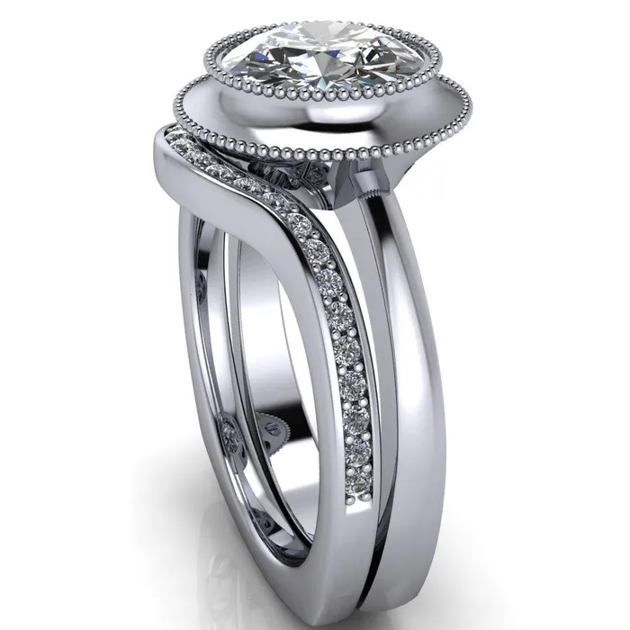 Rings Willow Round Center Stone Heart Gallery Milgrain Bezel Set Euro Shank Solitaire Ring Fire Brilliance 