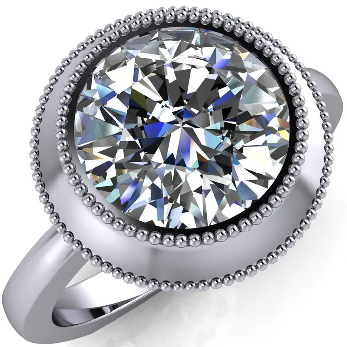 Rings Willow Round Center Stone Heart Gallery Milgrain Bezel Set Euro Shank Solitaire Ring Fire Brilliance 