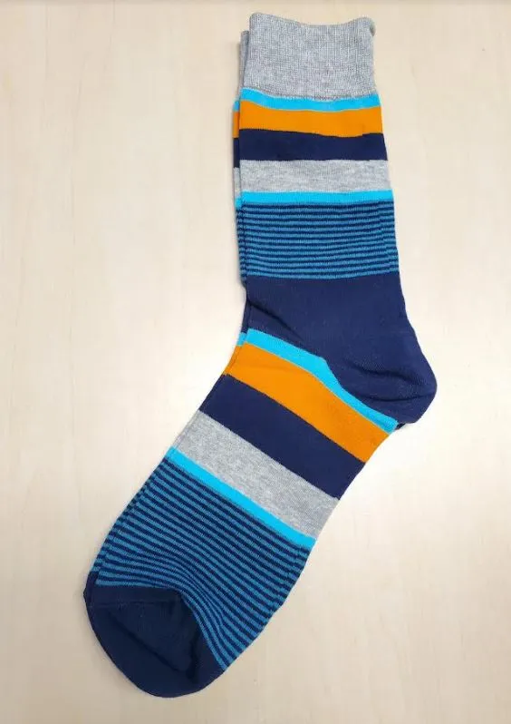 SF397 Blue Gray Orange Stripes Socks POLLY Rings
