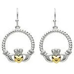 Shanore Earrings PlatinumWare Twist Claddagh Gold Heart Earrings