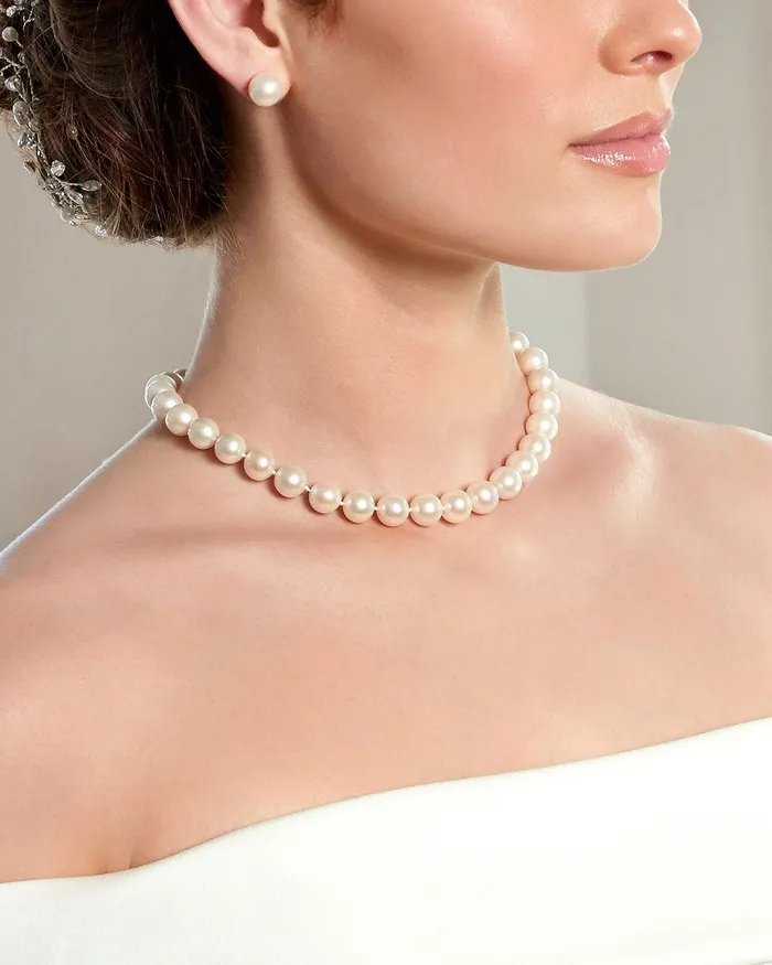 spt Necklaces White Japanese Akoya Pearl Necklace 100105mm AAA Quality