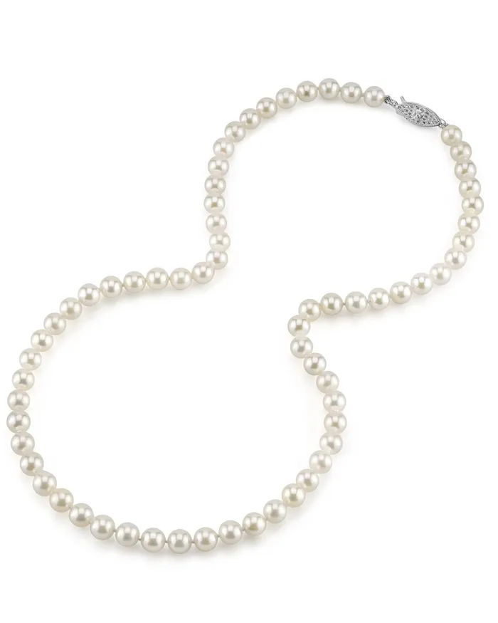 spt Necklaces White Japanese Akoya Pearl Necklace 6065mm AA Quality