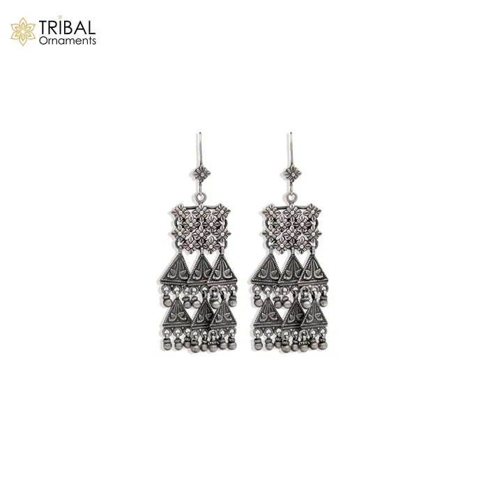 TRIBAL ORNAMENTS 925 sterling silver ethnic choras design drop dangle earring banjara jewellery s1346 Earrings TRIBAL ORNAMENTS 925 sterling silver ethnic choras design drop dangle earring banjara jewellery s1346 Earrings