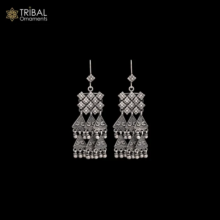 TRIBAL ORNAMENTS 925 sterling silver ethnic choras design drop dangle earring banjara jewellery s1346 Earrings TRIBAL ORNAMENTS 925 sterling silver ethnic choras design drop dangle earring banjara jewellery s1346 Earrings