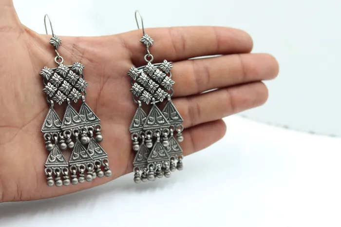 TRIBAL ORNAMENTS 925 sterling silver ethnic choras design drop dangle earring banjara jewellery s1346 Earrings TRIBAL ORNAMENTS 925 sterling silver ethnic choras design drop dangle earring banjara jewellery s1346 Earrings