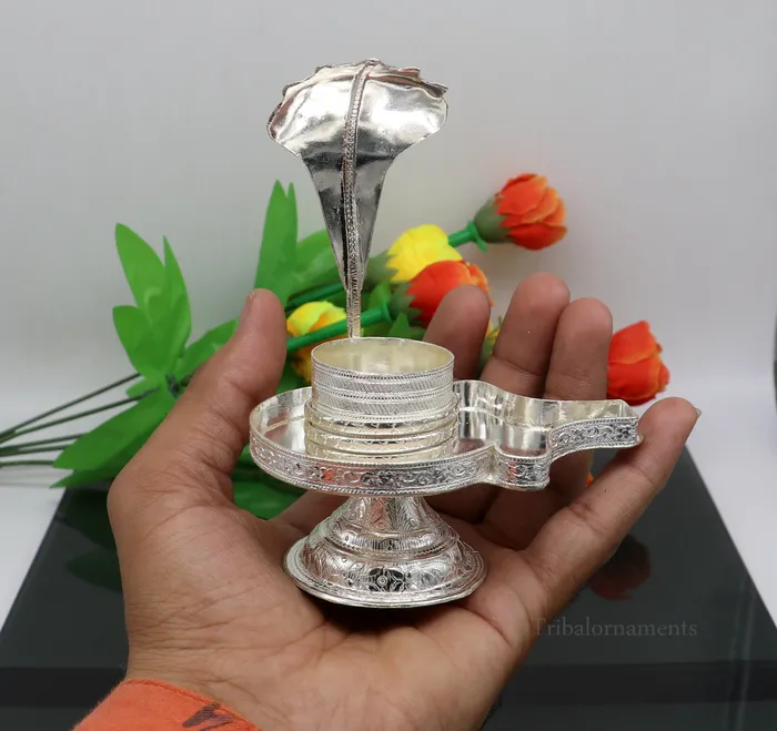 TRIBAL ORNAMENTS Necklaces 925 fine solid sterling silver lord shiva lingam standjalheri use for puthold shiva lingam in home temple awesome handmade article su455