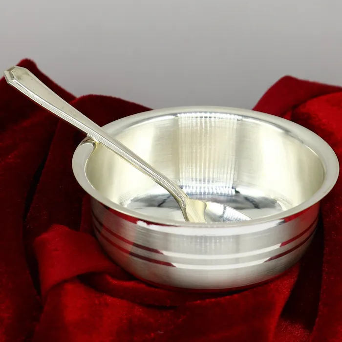 TRIBAL ORNAMENTS Necklaces 999 Fine silver handmade solid bowl and spoon silver utensils baby food bowl baby kitchen set for baby rice ceremony or baby gift sv180 TRIBAL ORNAMENTS Necklaces 999 Fine silver handmade solid bowl and spoon silver utensils baby food bowl baby kitchen set for baby rice ceremony or baby gift sv180