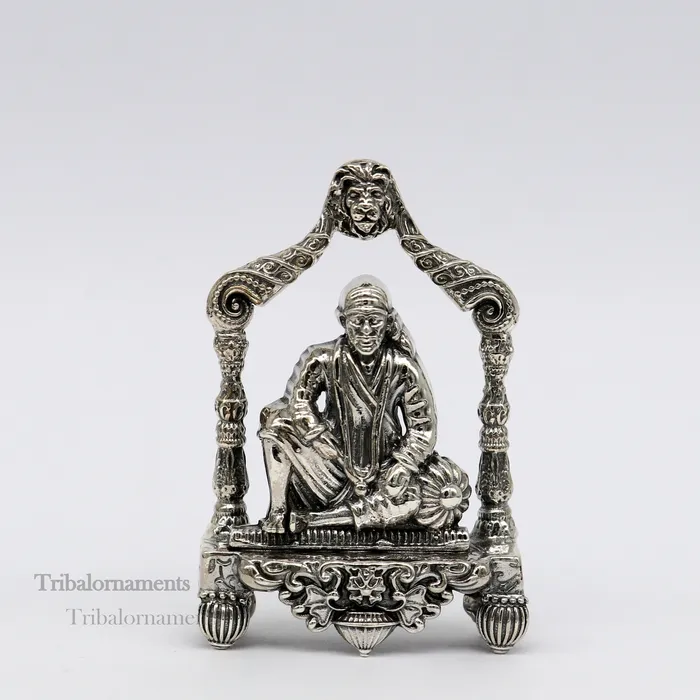 TRIBAL ORNAMENTS Rings 925 sterling silver handmade Divine Hindu idol deity Sai Baba statue murti divine Statue Sculpture figurine puja article gifting art173