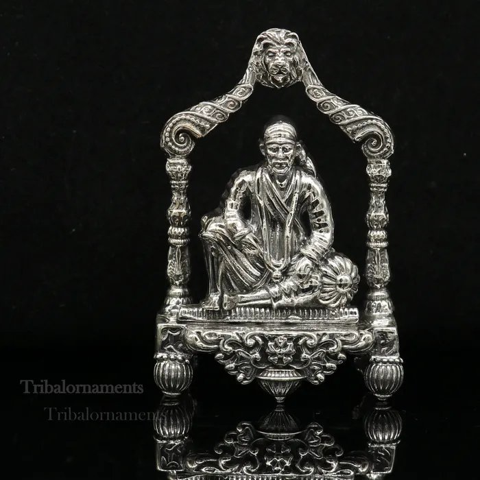 TRIBAL ORNAMENTS Rings 925 sterling silver handmade Divine Hindu idol deity Sai Baba statue murti divine Statue Sculpture figurine puja article gifting art173