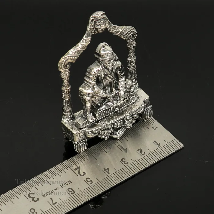TRIBAL ORNAMENTS Rings 925 sterling silver handmade Divine Hindu idol deity Sai Baba statue murti divine Statue Sculpture figurine puja article gifting art173