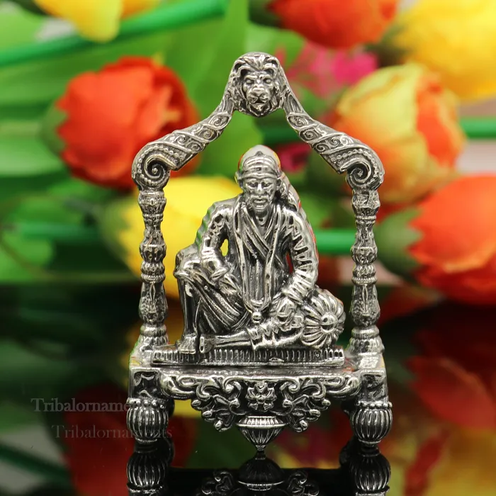 TRIBAL ORNAMENTS Rings 925 sterling silver handmade Divine Hindu idol deity Sai Baba statue murti divine Statue Sculpture figurine puja article gifting art173