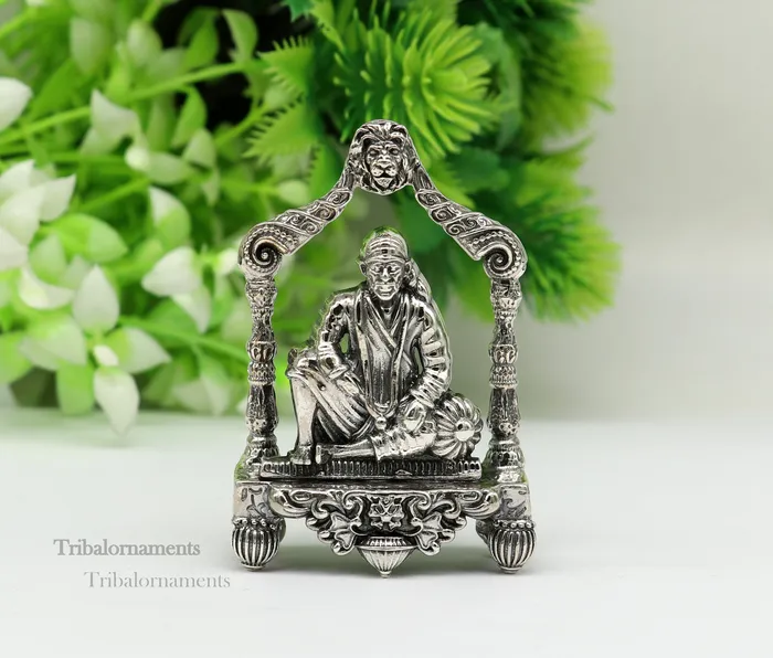 TRIBAL ORNAMENTS Rings 925 sterling silver handmade Divine Hindu idol deity Sai Baba statue murti divine Statue Sculpture figurine puja article gifting art173