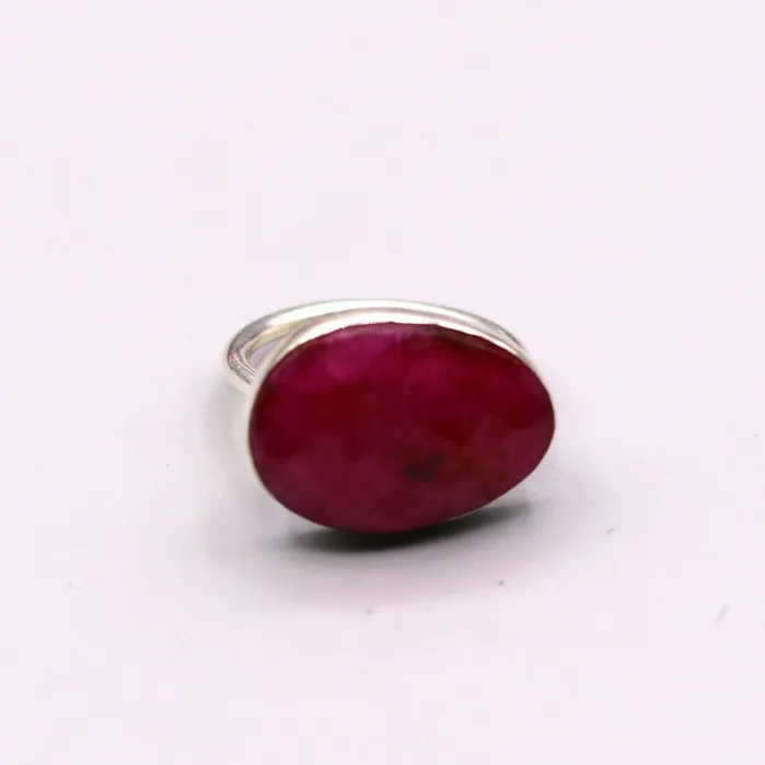 TRIBAL ORNAMENTS Rings SIMULATED RUBY AWESOME 925 SOLID SILVER HANDMADE RING BAND UNISEX JEWELRY sr117