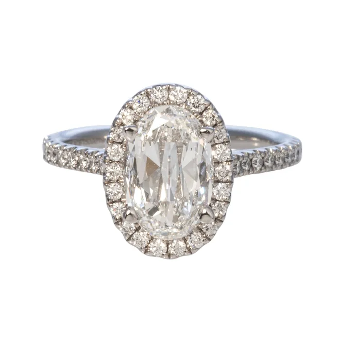 15ct Oval Brilliant Diamond Pav Halo 14K Gold Engagement Ring Croghans Rings