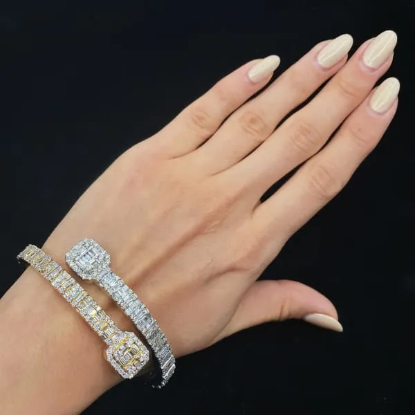 14k Two Tone Diamond Bracelet features 956ct of TDW Diamond Source NYC Bracelets
