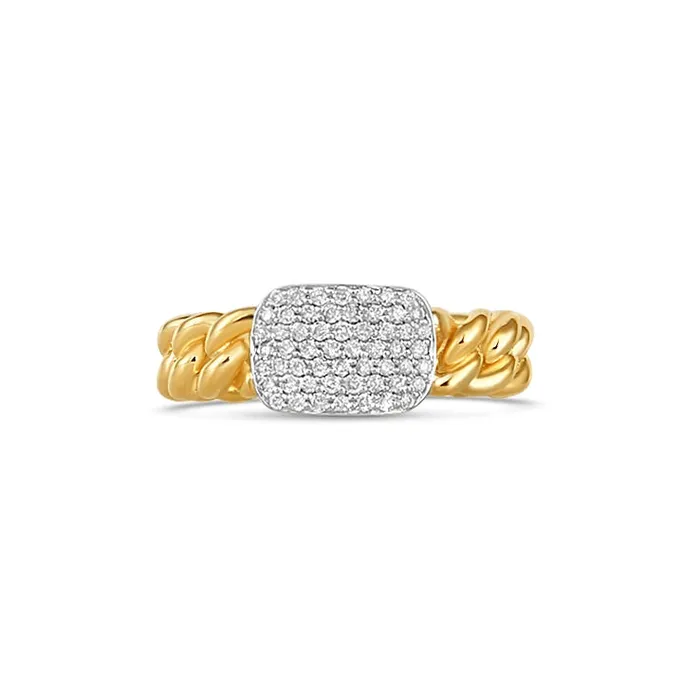 14K White Gold Diamond Cluster Ring with 14K Yellow Gold Chain Link Shank Meierotto Jewelers Rings 14K White Gold Diamond Cluster Ring with 14K Yellow Gold Chain Link Shank Meierotto Jewelers Rings