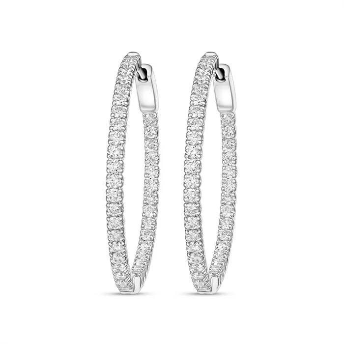 14K White Gold Inside Out Diamond Hoop Earrings Meierotto Jewelers Earrings 14K White Gold Inside Out Diamond Hoop Earrings Meierotto Jewelers Earrings