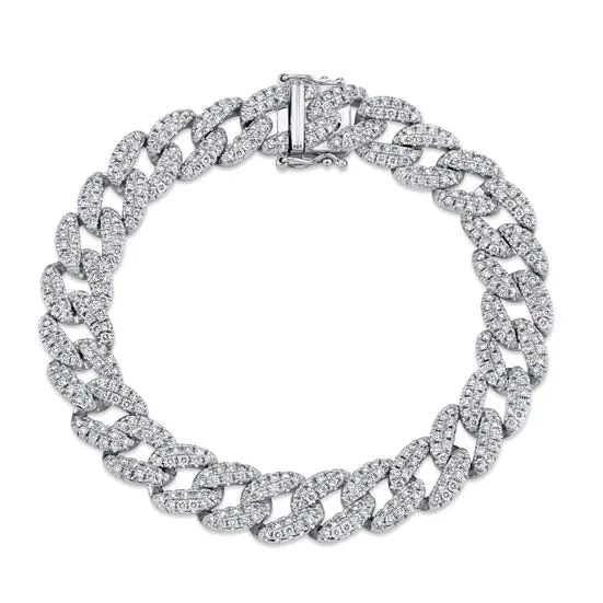 14K White Gold Pave Diamond Link Bracelet Meierotto Jewelers Bracelets