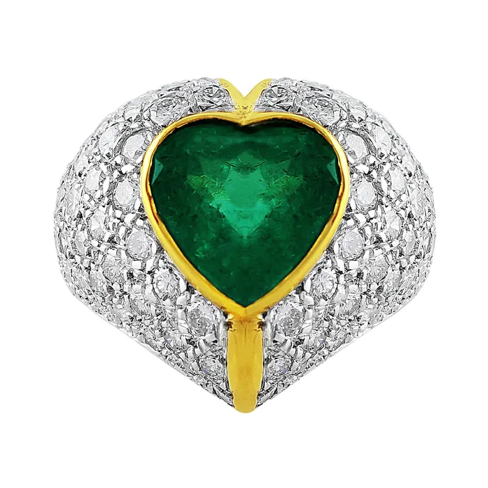 14k White Yellow Gold 4ct Emerald Diamond Heart Ring CJ Charles Jewelers Rings 14k White Yellow Gold 4ct Emerald Diamond Heart Ring CJ Charles Jewelers Rings