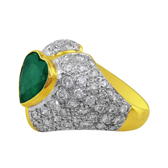 14k White Yellow Gold 4ct Emerald Diamond Heart Ring CJ Charles Jewelers Rings 14k White Yellow Gold 4ct Emerald Diamond Heart Ring CJ Charles Jewelers Rings