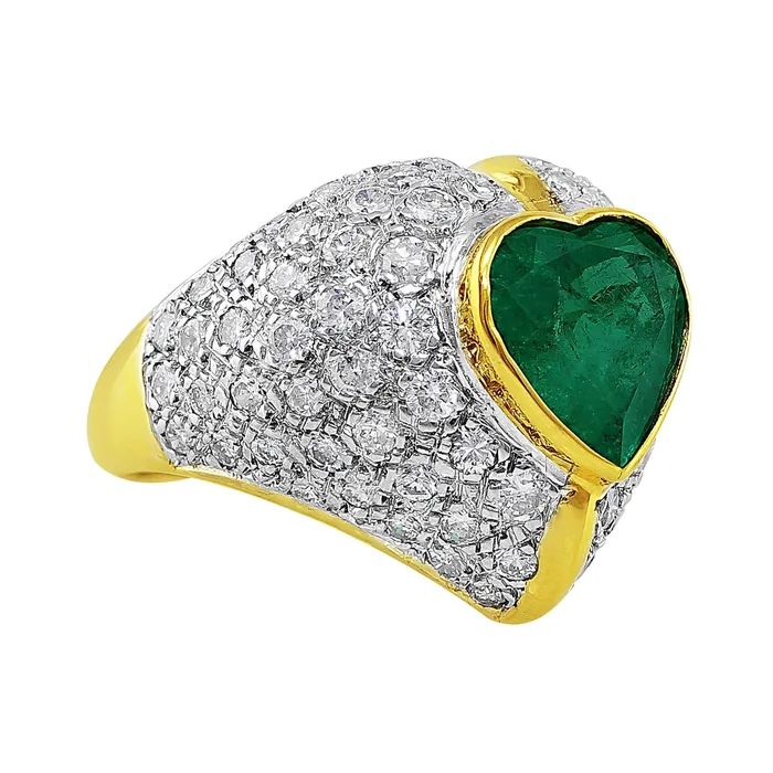 14k White Yellow Gold 4ct Emerald Diamond Heart Ring CJ Charles Jewelers Rings 14k White Yellow Gold 4ct Emerald Diamond Heart Ring CJ Charles Jewelers Rings