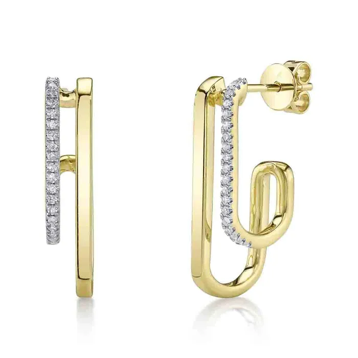 14K Yellow Gold Double Diamond Loop Earrings Meierotto Jewelers Earrings