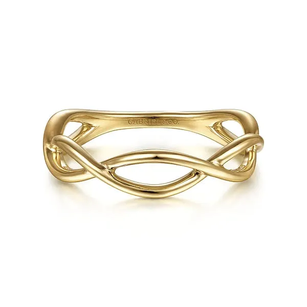 14K Yellow Gold Plain Twisted Stackable Band Ring Gabriel Co Rings