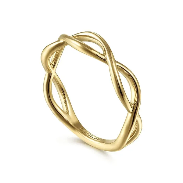 14K Yellow Gold Plain Twisted Stackable Band Ring Gabriel Co Rings