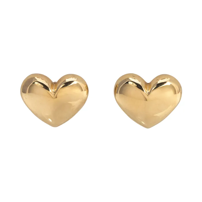 14K Yellow Gold Puffed Heart Stud Earrings Croghans Earrings