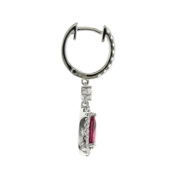 18K White Gold Diamond Hoop Earrings with Pear Ruby with Diamond Halo Dangle Meierotto Jewelers Earrings 18K White Gold Diamond Hoop Earrings with Pear Ruby with Diamond Halo Dangle Meierotto Jewelers Earrings