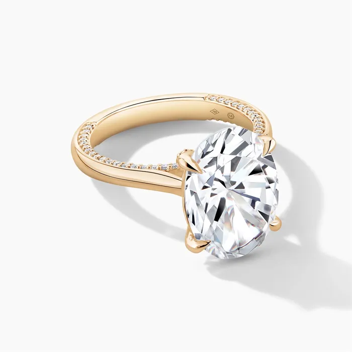 18K Yellow Gold Diamond Semimount Ring Diamonds on Profile and Head Oval Cut Center Engagement Collections Rings 18K Yellow Gold Diamond Semimount Ring Diamonds on Profile and Head Oval Cut Center Engagement Collections Rings