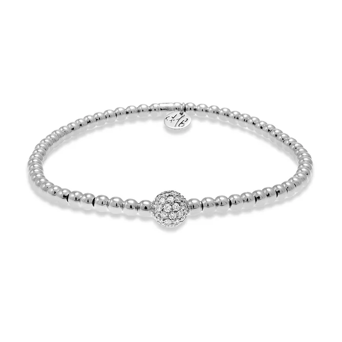Bracelets Hulchi Belluni Hulchi Belluni 18K White Gold Bracelet with Diamond Ball Bracelets Hulchi Belluni Hulchi Belluni 18K White Gold Bracelet with Diamond Ball