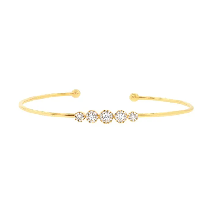 Bracelets Meierotto Jewelers 14K Yellow Gold 5Cluster Diamond Slim Cuff Bracelet Bracelets Meierotto Jewelers 14K Yellow Gold 5Cluster Diamond Slim Cuff Bracelet