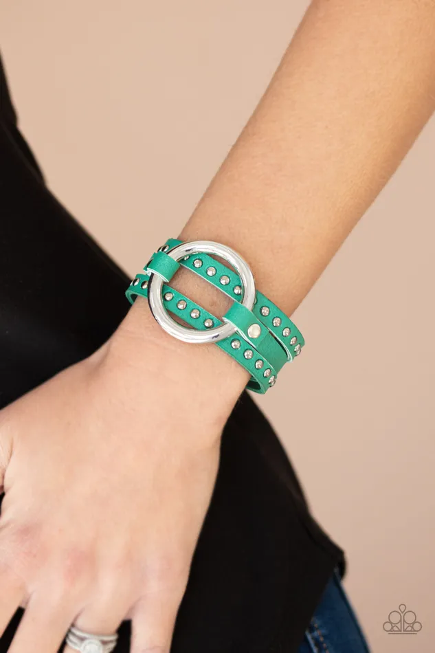 Bracelets Paparazzi Jewelry Paparazzi Bracelet Studded StatementMaker Green