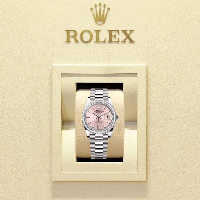 Bracelets Rolex LadyDatejust 28mm Ref 279136RBR pip Pink Stick Dial Diamond Bezel Platinum Presidential Bracelet Womens Watch Rolex
