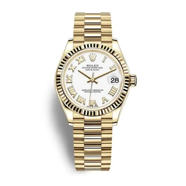 Bracelets Rolex Rolex Datejust 31mm Ref 2782780020 White Roman Dial 18K Yellow Gold President Bracelet Womens Watch Bracelets Rolex Rolex Datejust 31mm Ref 2782780020 White Roman Dial 18K Yellow Gold President Bracelet Womens Watch