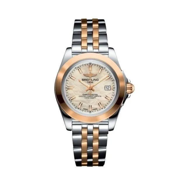 Breitling Necklaces Breitling Womens GALACTIC 32 SLEEK 32mm Stainless Steel and 18k Rose Gold Motherofpearl dial Watch C71330121A1C1