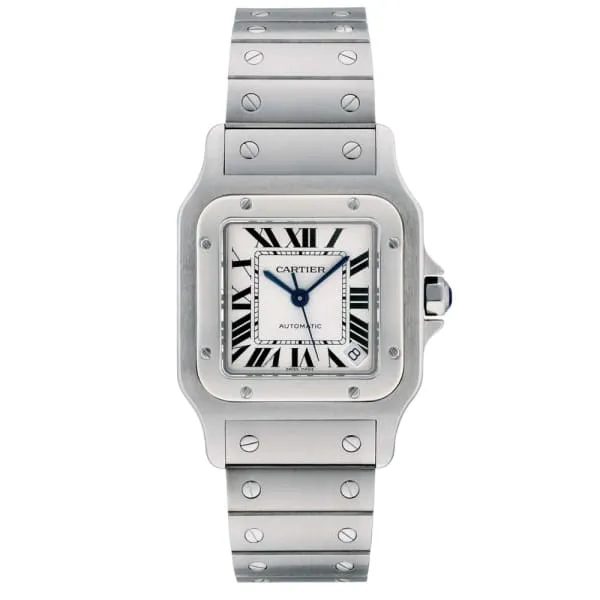 Cartier Cartier Santos Galbee 4554mm Watch Ref W20098D6 White Roman Dial Stainless Steel Bracelet Bracelets