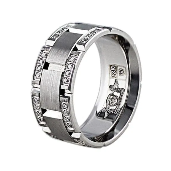 CJ Charles Jewelers 18k White Gold Diamond Link Band Rings