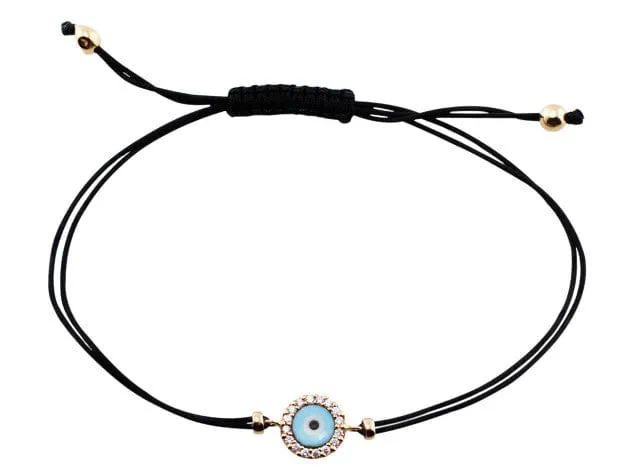 CJ Charles Jewelers Bracelets 18kt Rose Gold 010ctw Diamond Evil Eye Cord Bracelet CJ Charles Jewelers Bracelets 18kt Rose Gold 010ctw Diamond Evil Eye Cord Bracelet