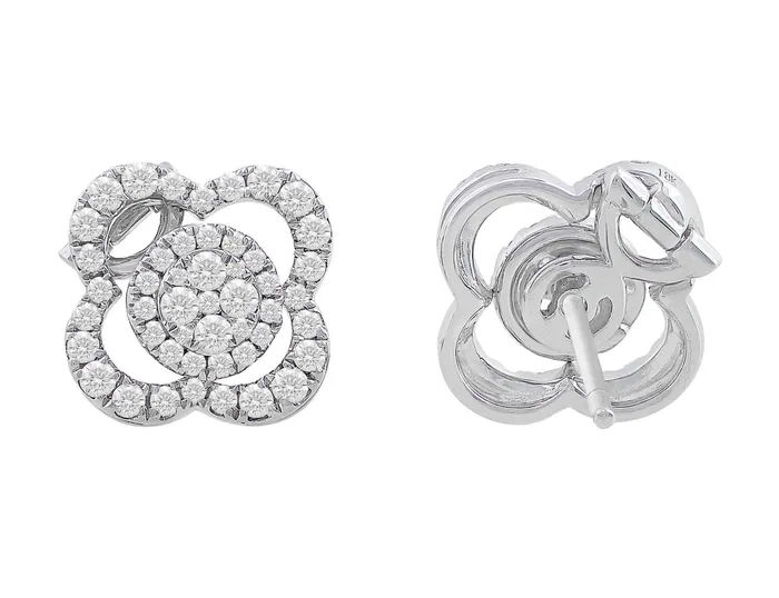 CJ Charles Jewelers Earrings 18kt White Gold Floral Diamond Earrings