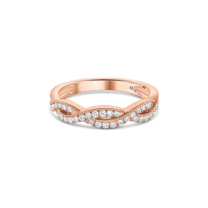 CJ Charles Jewelers Rings 18k Rose Gold 038ctw Diamond Twist Band CJ Charles Jewelers Rings 18k Rose Gold 038ctw Diamond Twist Band