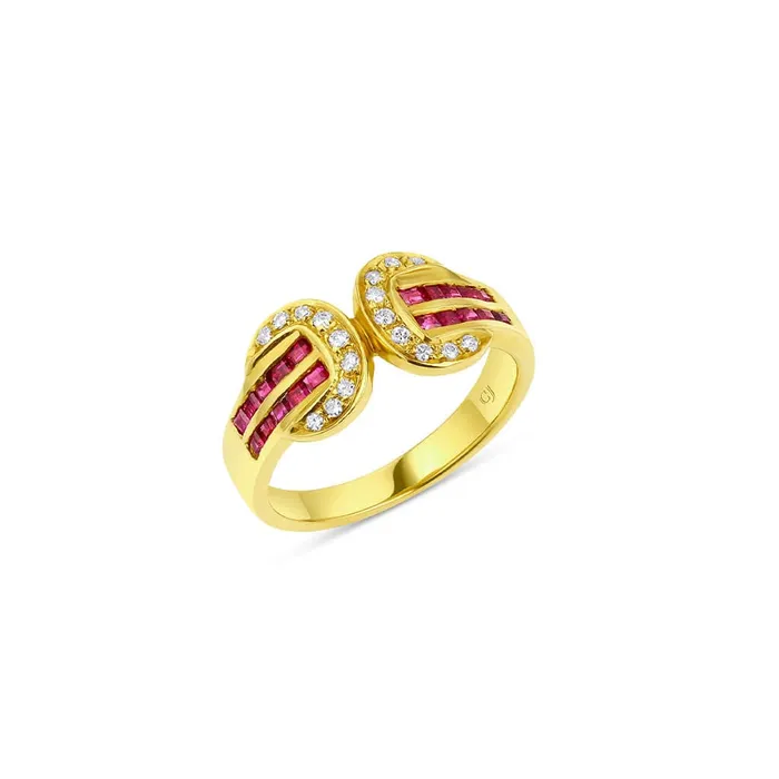 CJ Charles Jewelers Rings Estate 18kt Yellow Gold 040ctw Ruby and Diamond Ring CJ Charles Jewelers Rings Estate 18kt Yellow Gold 040ctw Ruby and Diamond Ring