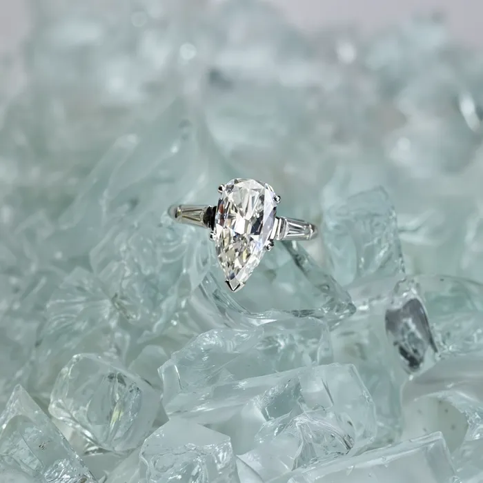 Diamond Source NYC Rings 3 Stone Engagement Ring Set in Platinum 241ct tw Pear Shape and Tapered Baguette Natural Diamonds Diamond Source NYC Rings 3 Stone Engagement Ring Set in Platinum 241ct tw Pear Shape and Tapered Baguette Natural Diamonds