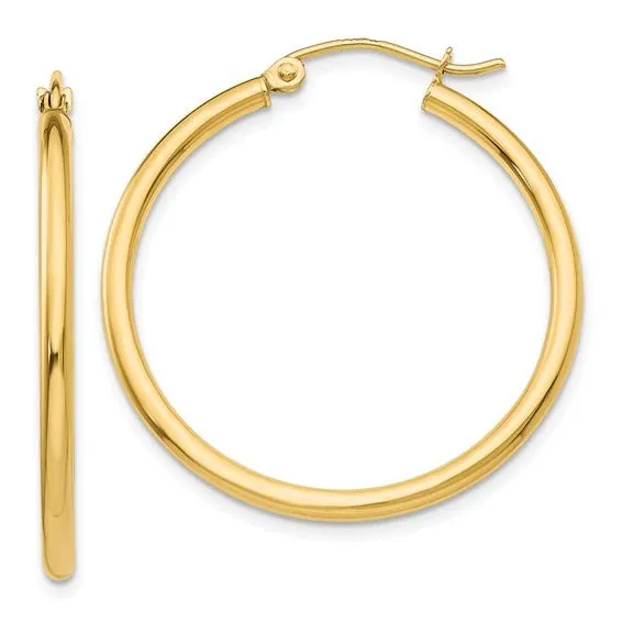Earrings Croghans 14K Yellow Gold 2x30mm Hoop Earrings