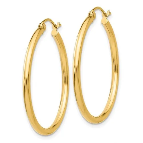 Earrings Croghans 14K Yellow Gold 2x30mm Hoop Earrings